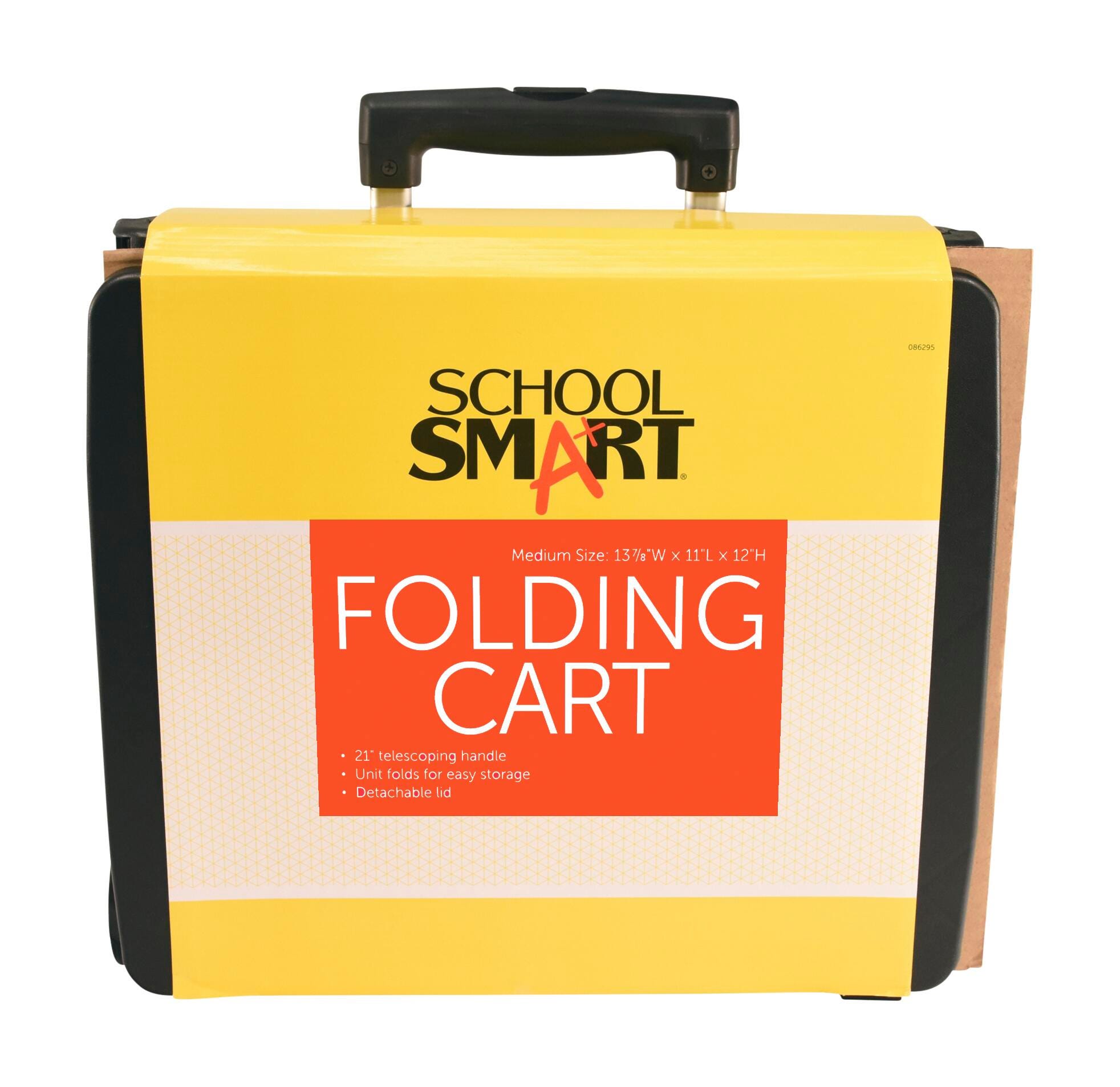 School Smart Folding Storage Cart on Wheels, Medium, 13-7/8 x 11 x 12 Inches, Black 086295
